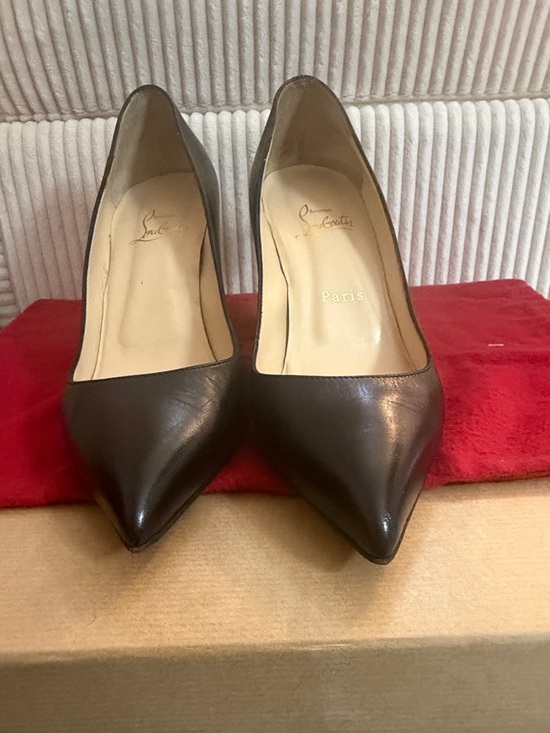 Christian Louboutin Black Pointed-Toe Leather Pigalle Foilles Pumps